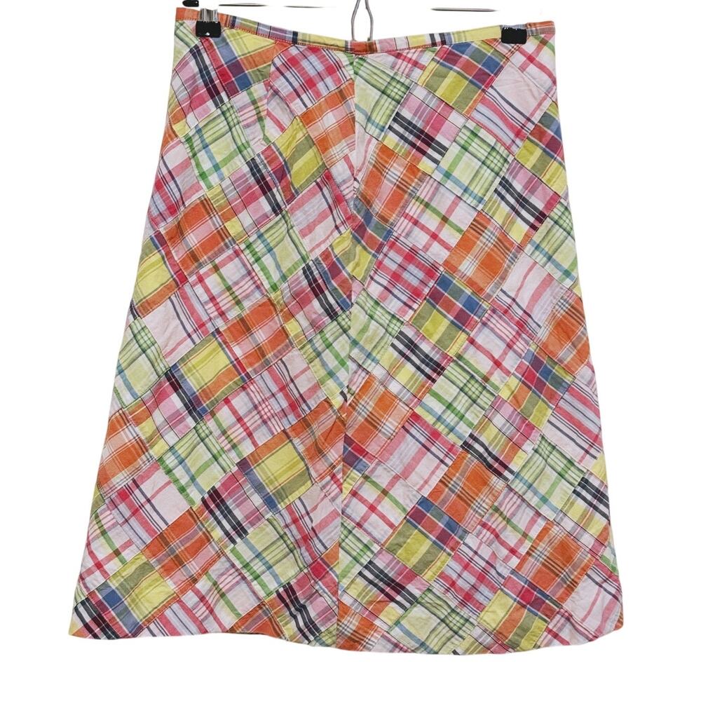 Brooks Brothers 346 Patchwork Madras Plaid Skirt Size 2 Colorful Preppy Derby
